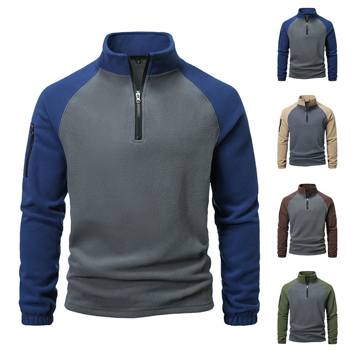 Herren Fleecepullover mit halbem Reißverschluss und praktischer Seitentasche Echoarchiv