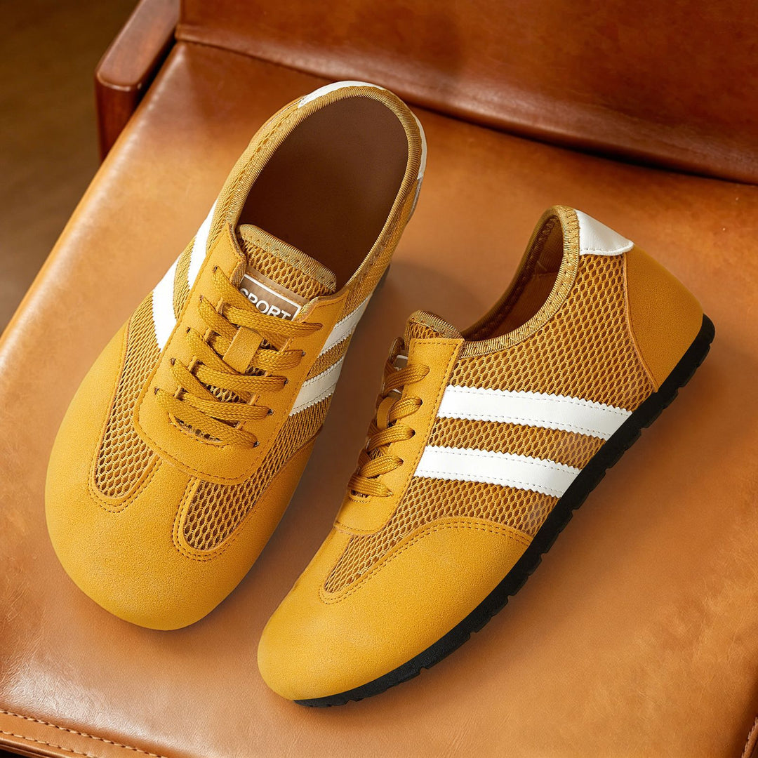 Damen nan retro-sportlicher Low-Top Sneaker mit atmungsaktivem Mesh, Veloursüberzügen und rutschfester Gummilaufsohle Echo Archiv