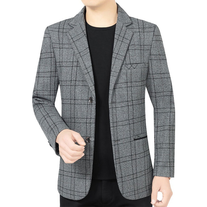 Herren Elegantes Karomuster-Sakko mit leichtem Stretch und Notch-Revers – Tianoro