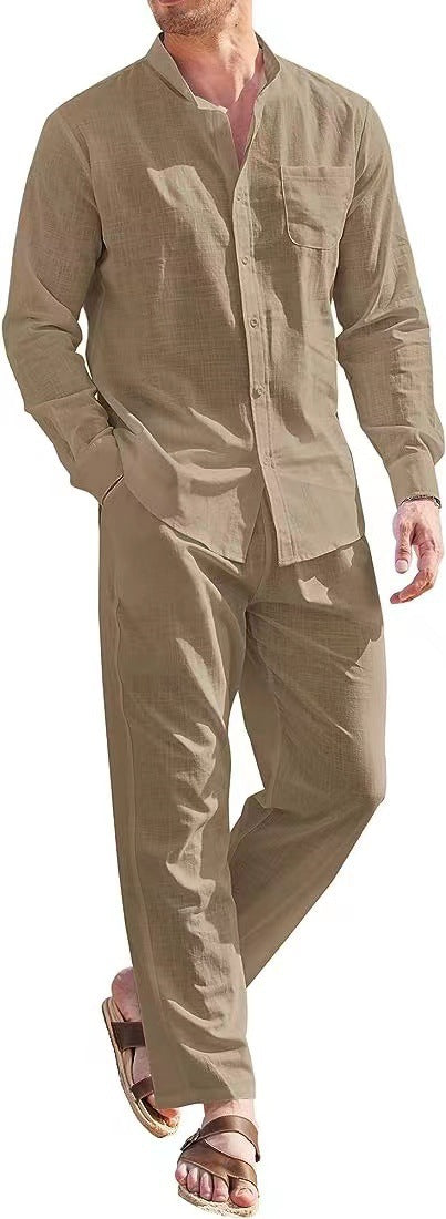 Herren elegantes Langarmhemd mit bequemer Hose Echoarchiv