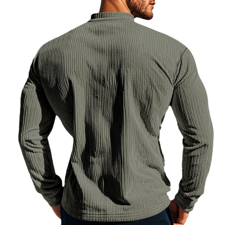 Herren Langarmshirt mit strukturiertem Stoff und modischem Knopfverschluss Echoarchiv