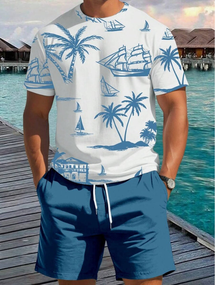 Herren Kurzarm-Shirt mit maritimem Motiv und entspannter Passform Echoarchiv