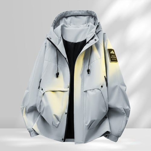 Herren Oversize-Utility-Outdoorjacke mit Kapuze, wattierter Innenlage & Multifunktionstaschen Echoarchiv