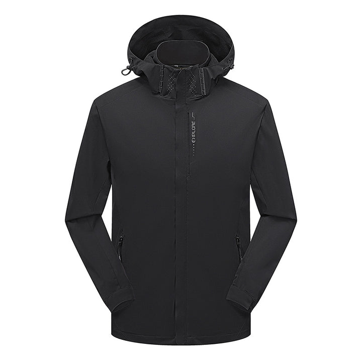 Herren Leichte technische Regenjacke mit Kapuze und dezenter Camouflage‑Textur – Taviero