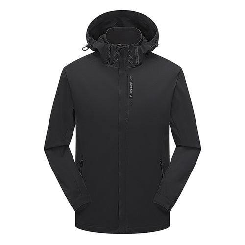 Herren Leichte technische Regenjacke mit Kapuze und dezenter Camouflage‑Textur – Taviero