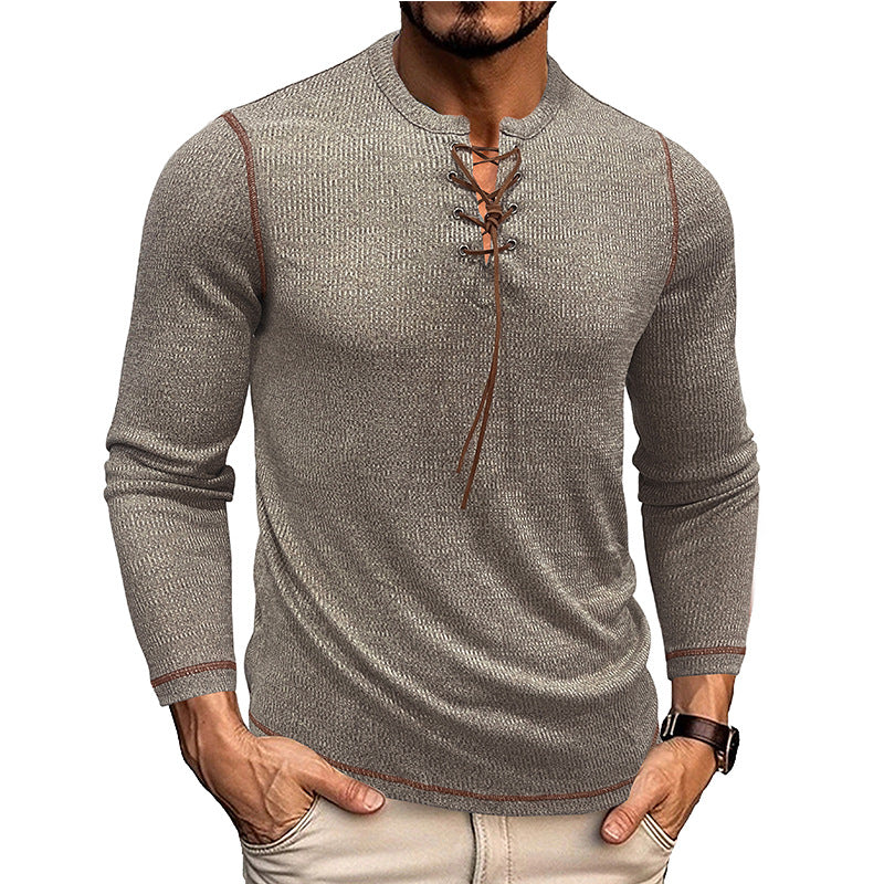 Herren Langarmshirt im modernen Henley-Stil mit Ziernähten Echoarchiv