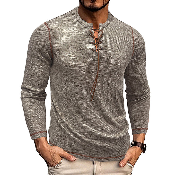 Herren Langarmshirt im modernen Henley-Stil mit Ziernähten Echoarchiv