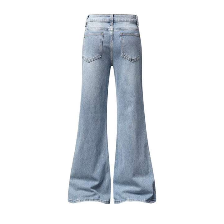 Damen High‑Waist Flared‑Jeans mit seitlicher Schnürung und weitem Schlag Echoarchiv