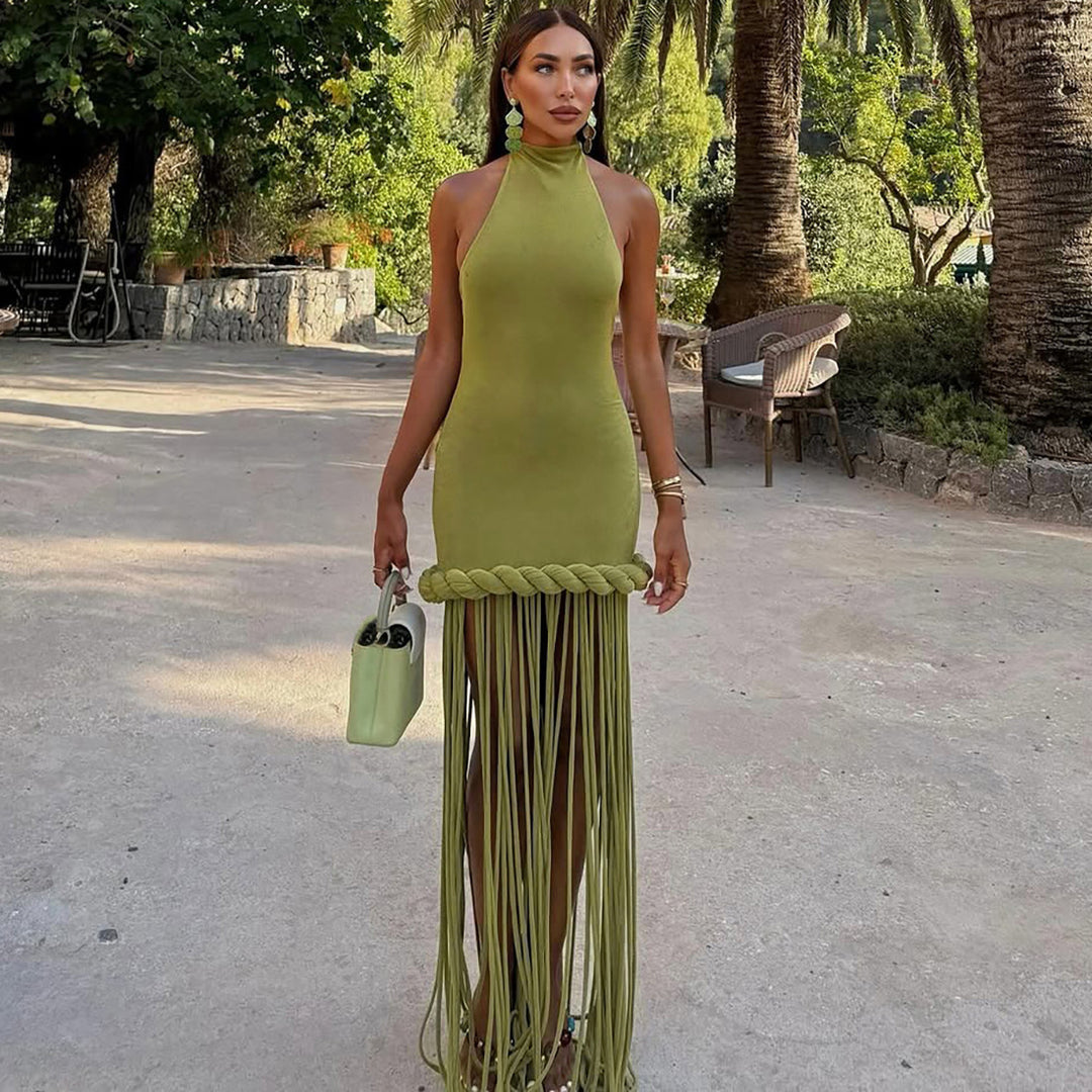 Damen Edles Cut-Out Minikleid mit raffiniertem Fransen-Design Echo Archiv