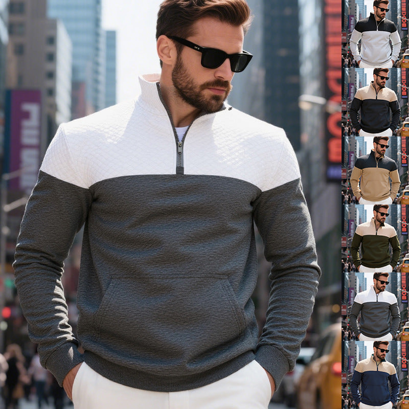Herren stylischer Fleece-Pullover mit hochschließendem Kragen Echoarchiv