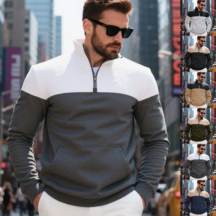 Herren stylischer Fleece-Pullover mit hochschließendem Kragen Echoarchiv