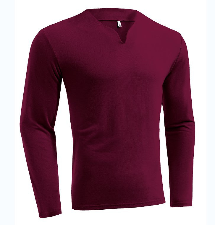 Herren nan Langarmshirt mit V-Ausschnitt Slim Fit Baumwollmix und elastischem Komfortbund Echo Archiv