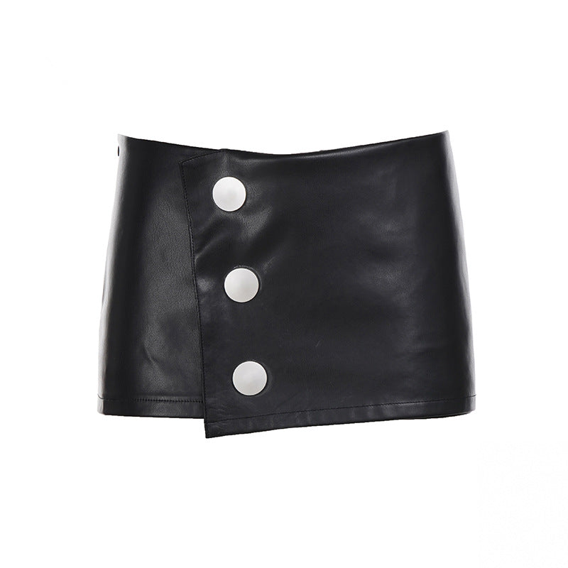 Damen Minirock aus Kunstleder mit Knopfdetails Echo Archiv