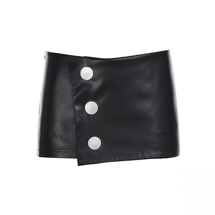 Damen Minirock aus Kunstleder mit Knopfdetails Echo Archiv