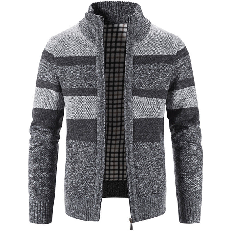 Herren Strickjacke mit hohem Kragen und kontrastierenden Mustern Echoarchiv
