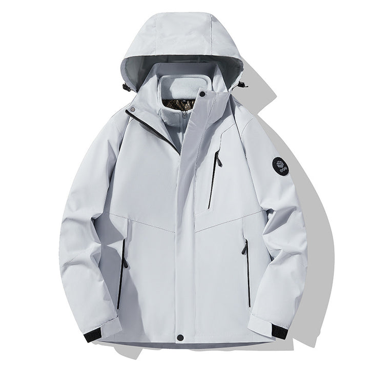 Herren dreilagige atmungsaktive Softshell-Trekkingjacke mit integriertem Fleecekragen und verstellbarer Kapuze Echoarchiv