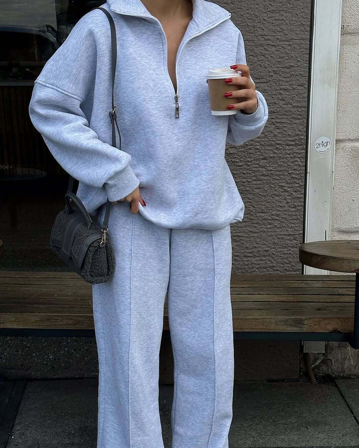 Damen nan Oversize Sweatshirt mit Halbzip und weiten Jogginghose Set Echo Archiv
