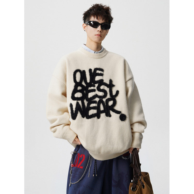 Damen Oversized Sweater mit grafischem Statement Echoarchiv