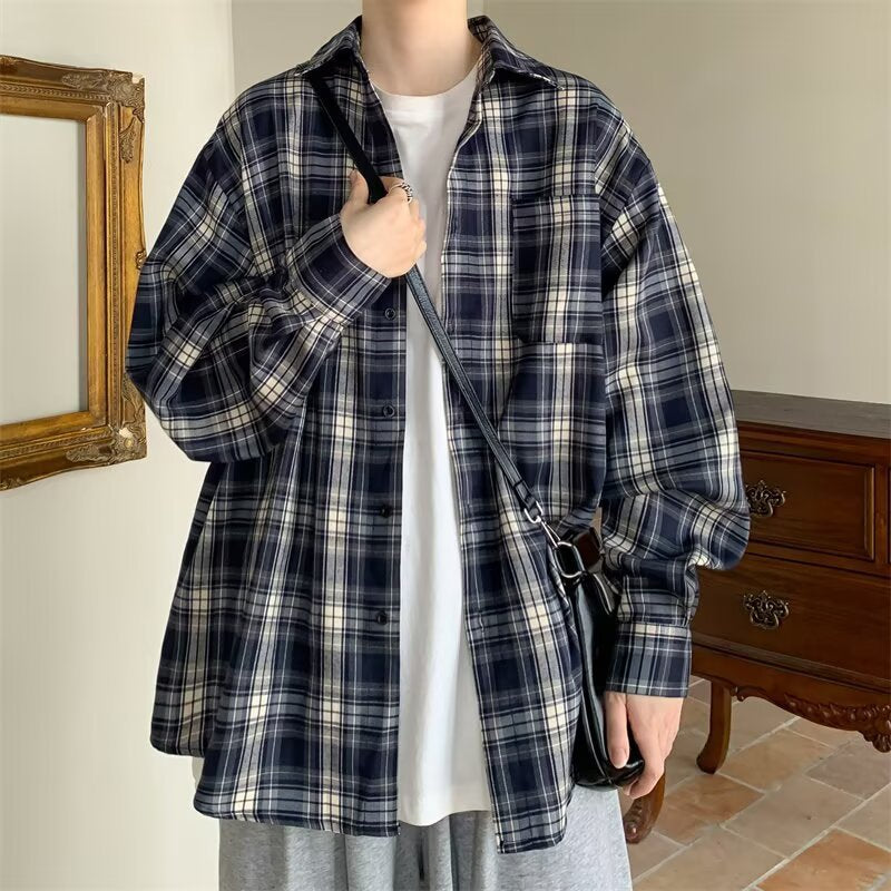 Damen Lässige Karobluse mit weitem Schnitt Echoarchiv
