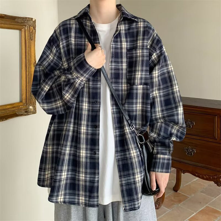 Damen Lässige Karobluse mit weitem Schnitt Echoarchiv
