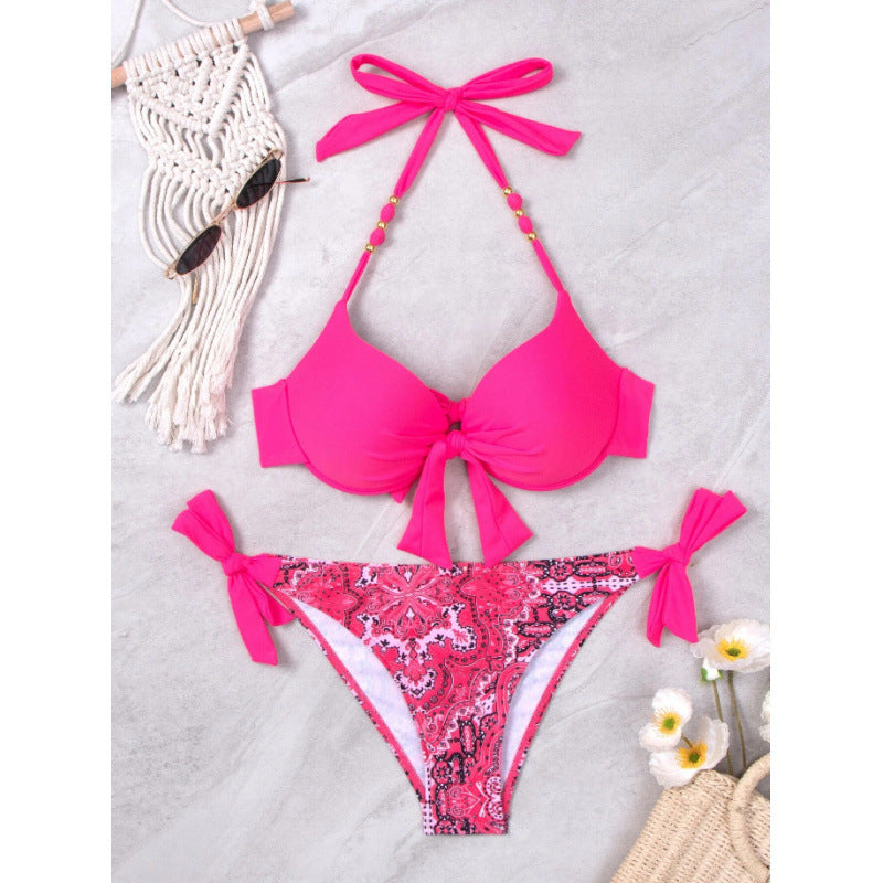 Damen Bikini-Set mit modischen Bindebändern und herausgearbeitetem Muster Echo Archiv