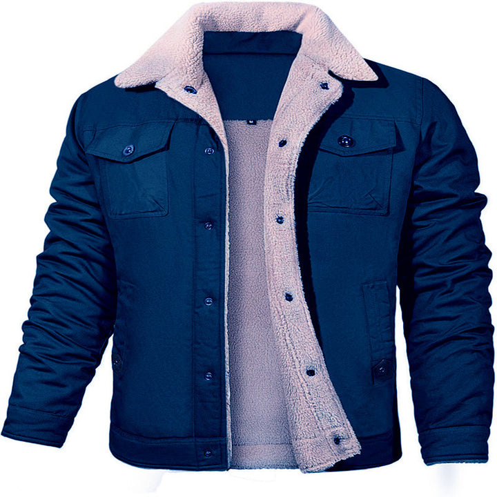 Herren Sherpa-gefütterte Canvas-Truckerjacke mit Thermofutter und Brusttaschen Echoarchiv