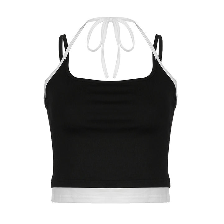 Damen modisches Crop-Top mit Bindeband und doppeltem Träger Echo Archiv