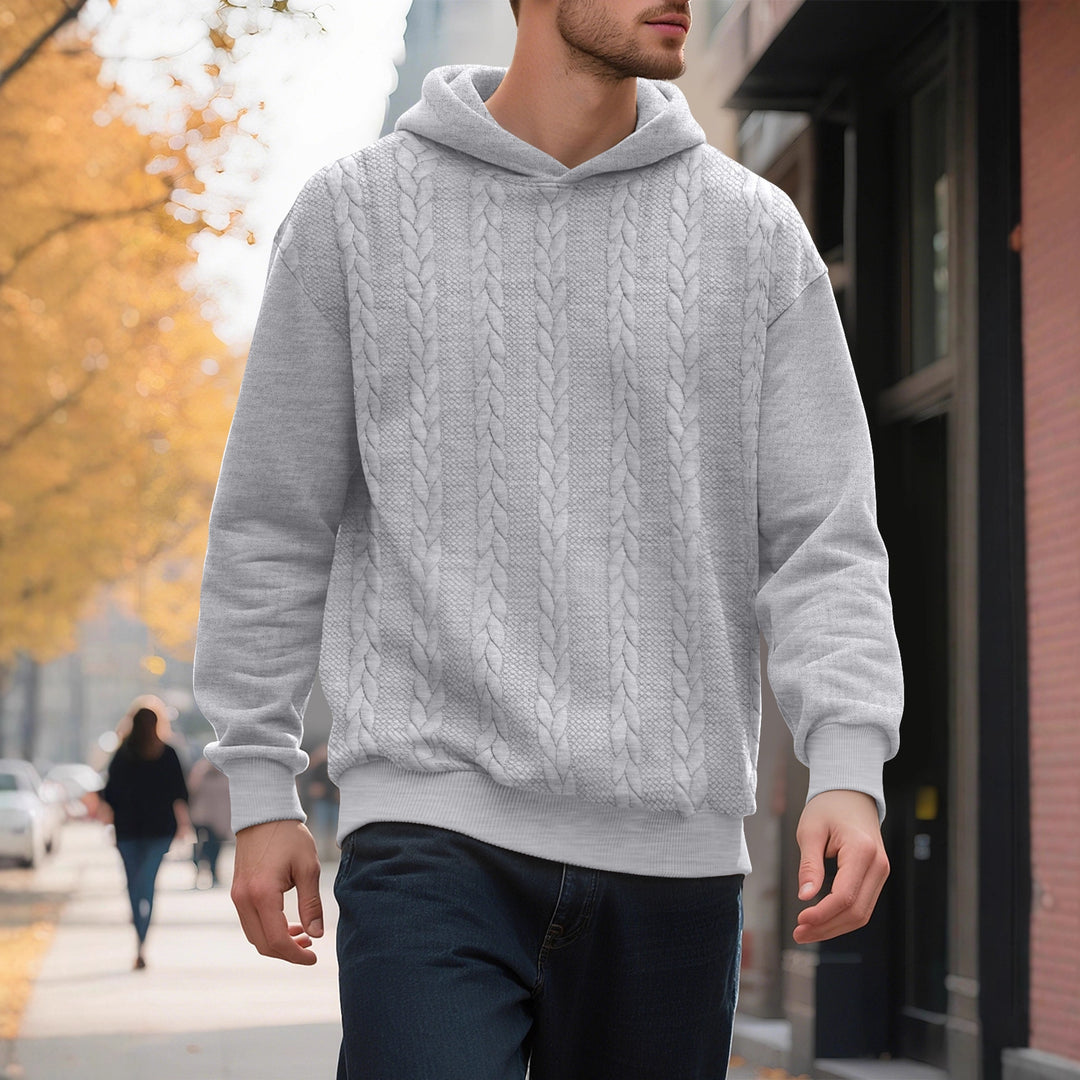 Herren Hoodie mit strukturiertem Strickmuster und modischen Akzenten Echoarchiv