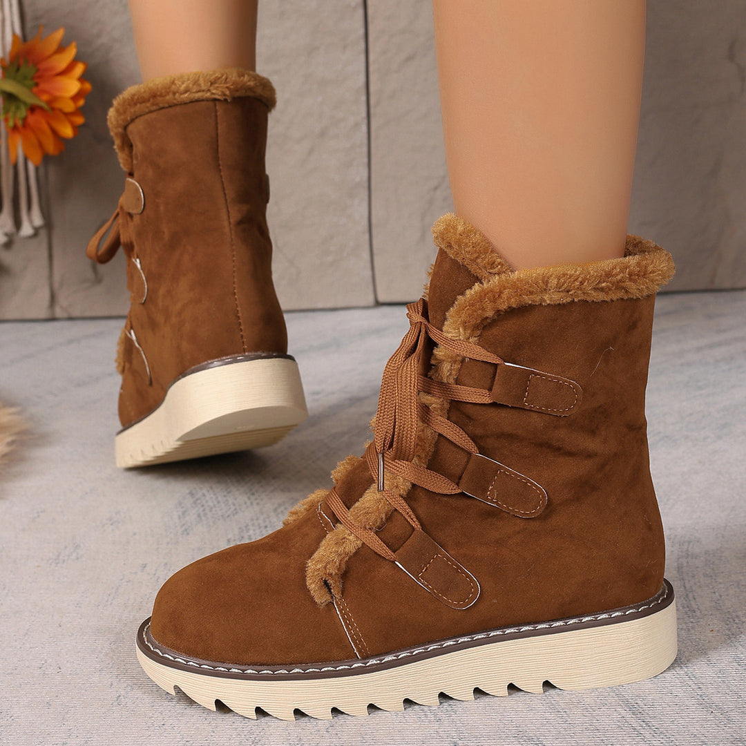 Damen  kurze gefütterte Schnürboots mit Teddyfutter, gesteppter Laufsohle und ergonomischem Komfortfußbett Echo Archiv