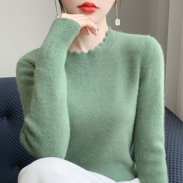 Damen Weicher Feinstrickpullover mit welligem Rundhalsausschnitt und kaschmirähnlicher Oberfläche Echoarchiv