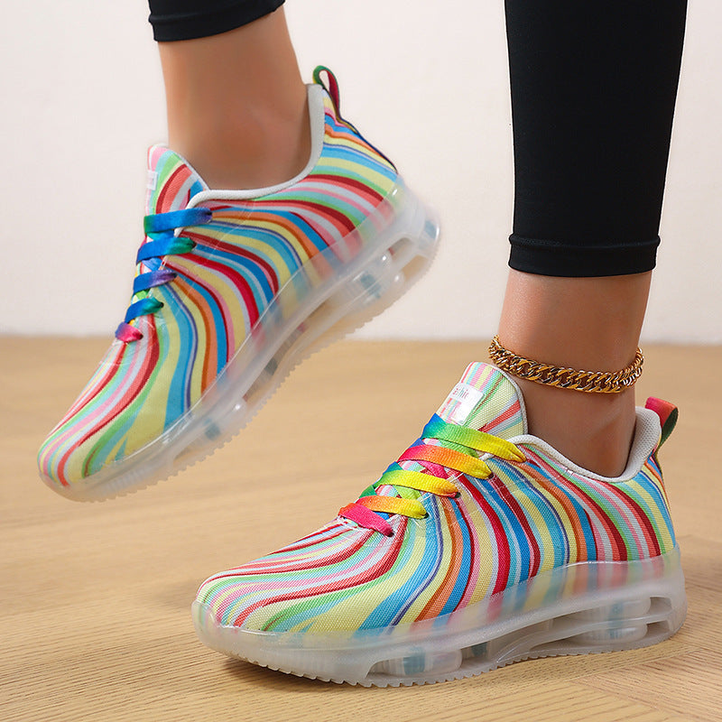 Damen nan leichter Muster-Sneaker mit elastischem Canvas-Obermaterial, gepolsterter Fersenstütze und segmentierter Flexlaufsohle Echo Archiv