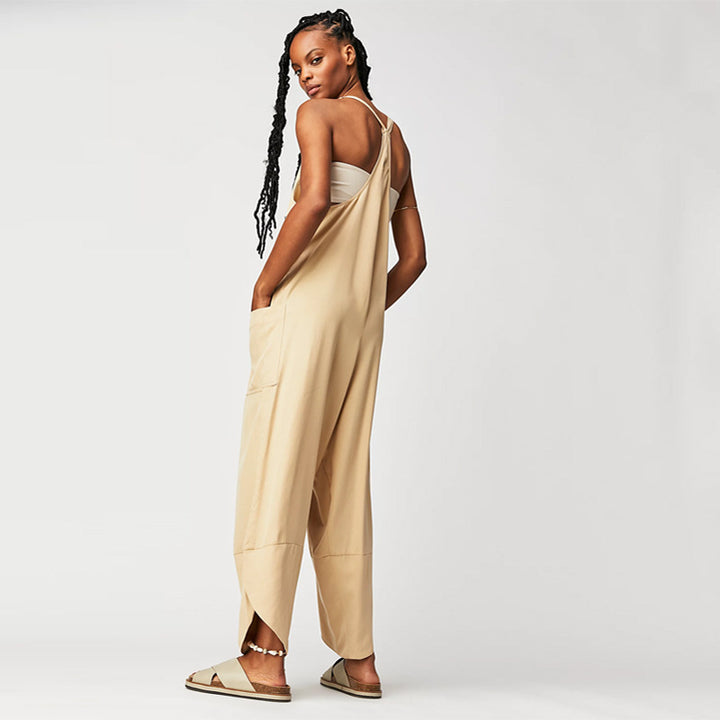 Damen Lässiger Jumpsuit mit weitem Bein und seitlichen Taschen Echo Archiv