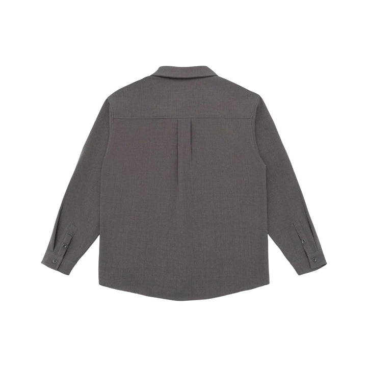 Unisex Leichte Hemdjacke im Overshirt-Stil aus Leinen-Baumwollmix mit Brusttasche und gerundetem Saum Echoarchiv
