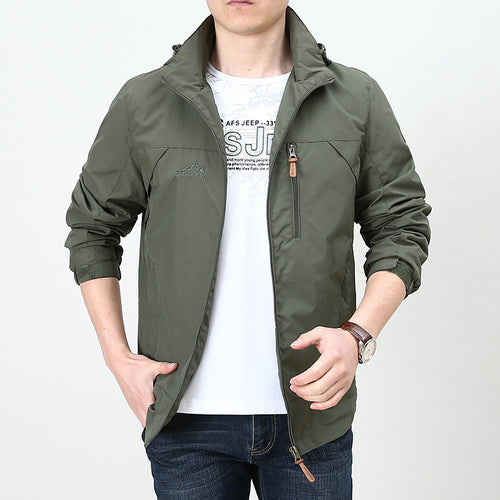 Herren Leichter winddichter Nylon-Blouson mit Stehkragen und Brustreißverschlusstasche Echoarchiv