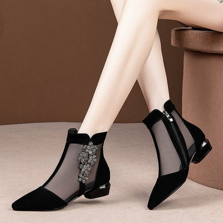 Damen Elegante transparente Stiefeletten mit funkelndem Schmuckdetail – Varelle