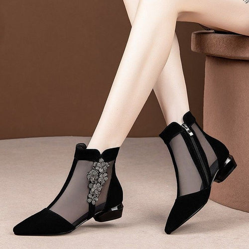 Damen Elegante transparente Stiefeletten mit funkelndem Schmuckdetail Echo Archiv