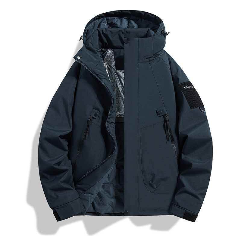Herren Isolierte Kapuzen-Fieldjacke mit gesteppter Thermofütterung, winddichter Hülle & Utility-Taschen Echoarchiv