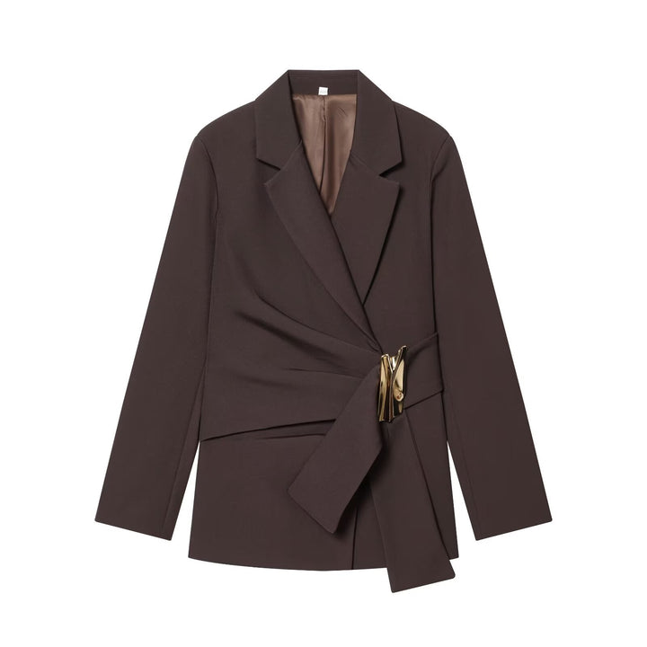 Damen Zweiteiliges Wickelblazer- und Palazzo-Anzugset mit Ziergürtel Echo Archiv
