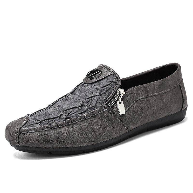 Herren elegante Lederoptik Slipper mit Zierreißverschluss, handgenähter Mokassinnaht und flexibler Komfortsohle Echo Archiv