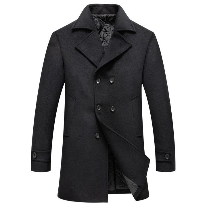 Herren eleganter und stylischer Doppeltreihiger Wollmantel Echoarchiv