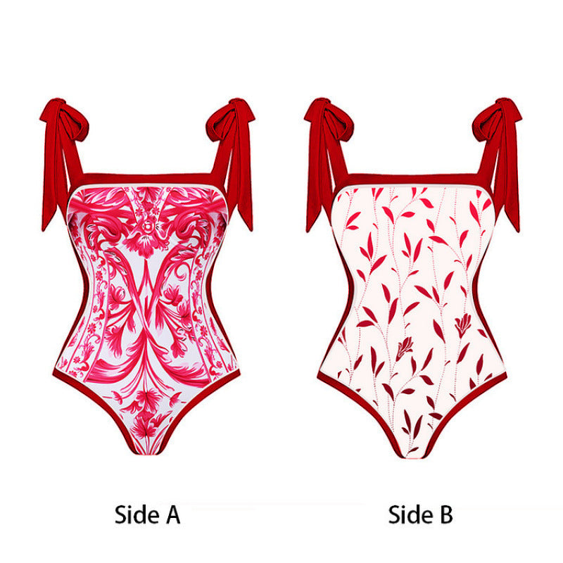 Damen Badeanzug-Set mit elegantem Floral-Design und passender Strandhose Echo Archiv