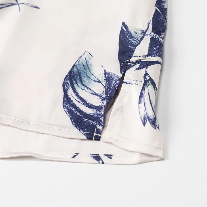 Damen satiniertes Hemd mit Schleifenkragen und floralem Print – Élovi