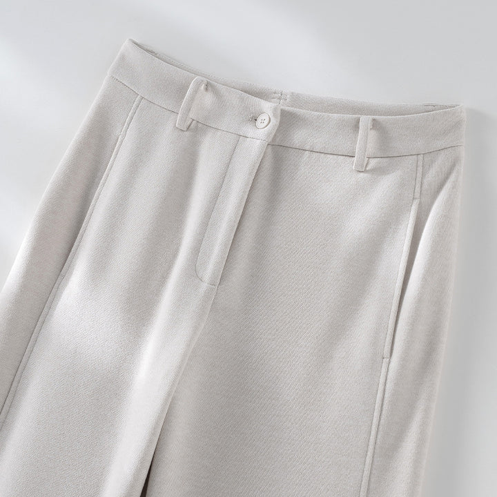Damen Elegante High‑Waist Palazzo-Stoffhose mit Bügelfalte und dekorativer Mittelnaht Echoarchiv