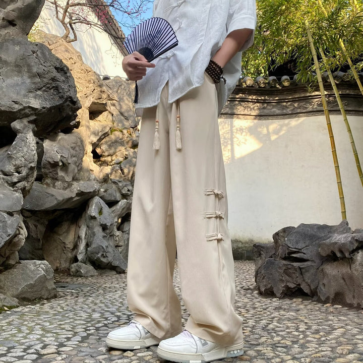Herren Weitgeschnittene Freizeithose mit dekorativen Details Echoarchiv