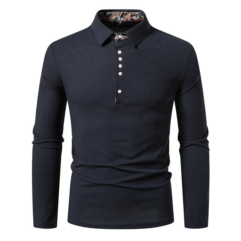 Herren Langarm Polohemd mit elegantem Design und kontrastierendem Kragen Echoarchiv
