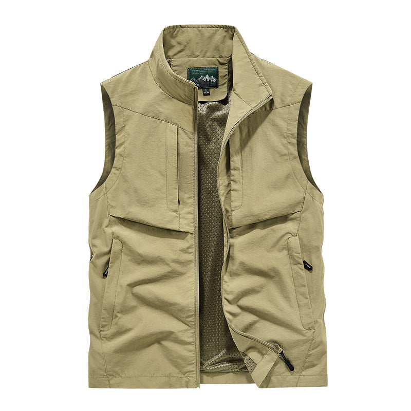 Herren Utility-Outdoorweste mit Mesh-Futter, durchgehendem Reißverschluss und Multifachtaschen Echo Archiv