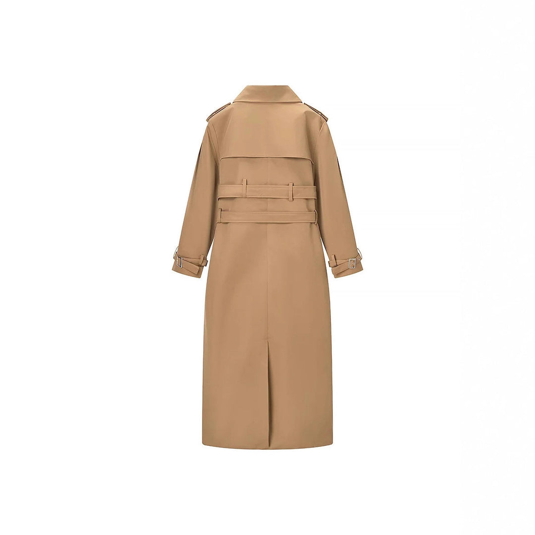 Damen nan langer taillierter Trenchcoat mit doppeltem Gürtel und Schalkragen Echo Archiv