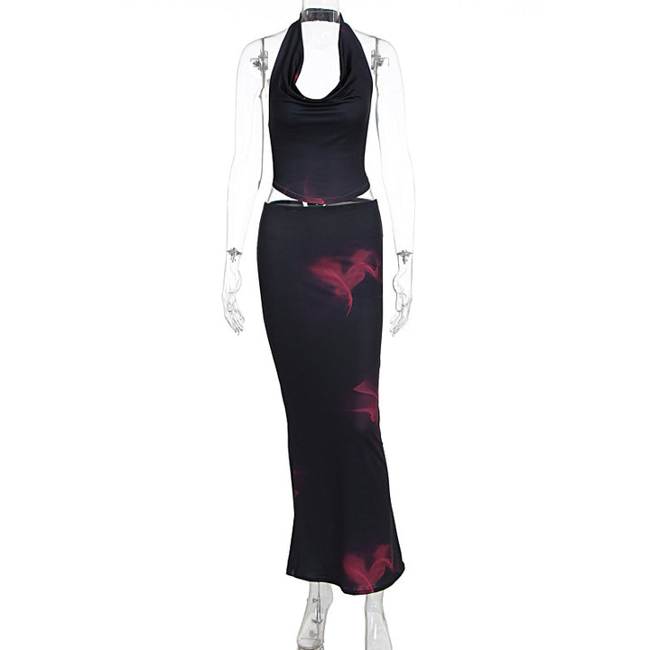 Damen elegantes Maxikleid mit schulterfreiem Design und fließendem Saum Echo Archiv