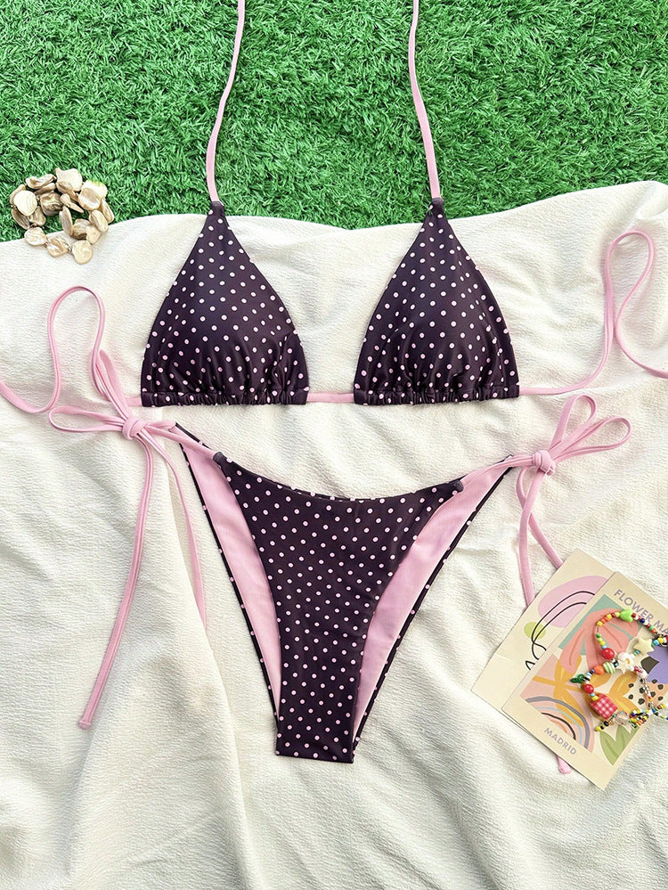 Damen Triangel-Bikini-Set mit verstellbaren Bindebändern und animalischem Design Echo Archiv