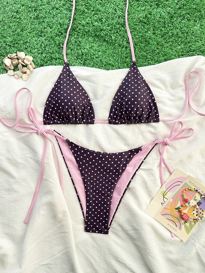 Damen Triangel-Bikini-Set mit verstellbaren Bindebändern und animalischem Design Echo Archiv